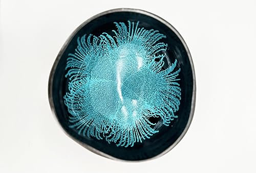 Love Coco - Large Blue Coconut Bowl, Organic Coconut Bowl for Smoothies, Fruits, Cereal & Salads with Food-Safe Lacquer Inside - Decorative Bowl for Decor (Blue)