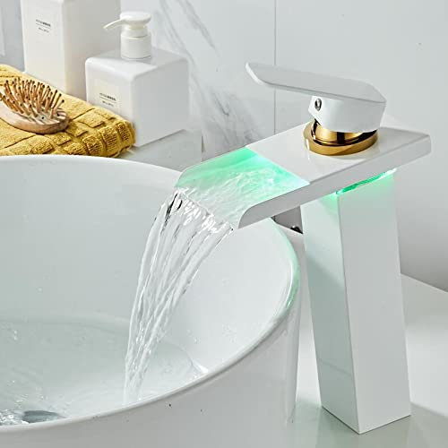 KNOXC Wasserhahn Temperaturgesteuertes Waschbecken Wasserhahn Kran Wasserhahn/Chrom Badezimmer Wasserfall Wasserhahn Badezimmer Wasserhahn,Und Hoch,Chrom
