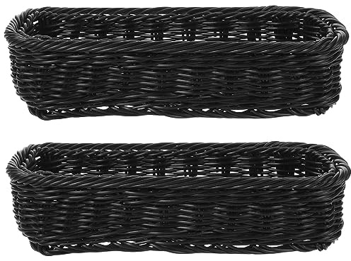 Hemoton 2pcs Woven Storage Basket for Cutlery and Spice Jars Household Organizer for Kitchen and Tabletop Multipurpose Woven Baskets