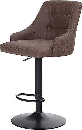 ALPHA HOME Höhenverstellbarer Drehbarer Barhocker Barstuhl Thekenhocker PU Leder mit Rückenlehne und Fußstütze Umarmungsgefühl Thekenhocker für Küche Café Büro