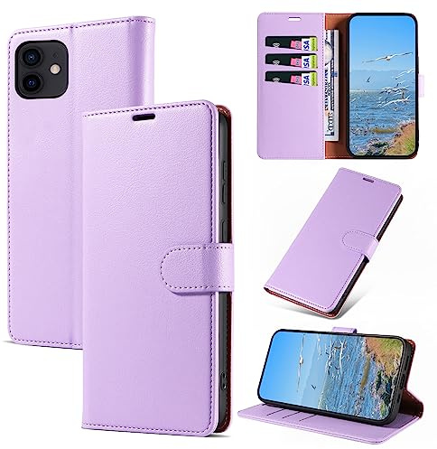 KKEIKO Cover per iPhone 12 / iPhone 12 PRO, Antiurto Custodia in PU Pelle con Slot per Porta Carte, Magnetico Protettiva Cover per iPhone 12 / iPhone 12 PRO, Viola
