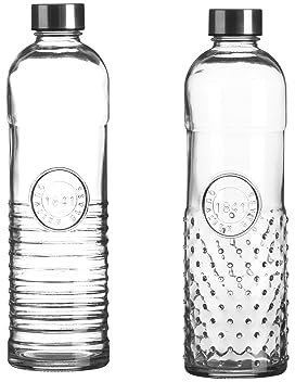 Bouteille d'eau élégante - Oriental - En verre - 1 l - Avec bouchon à vis - Hermétiques - Pour eau, jus au réfrigérateur - Vintage - VG (Stripe Dot))