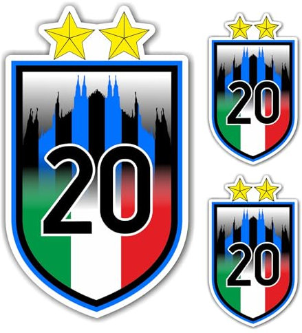 EXPELIA ADESIVO SAGOMATO SCUDETTO COMPATIBILE CON INTER 2024 MILANO 20° SECONDA STELLA - 2 ADESIVI DA 10 cm. OMAGGIO PER OGNI ACQUISTO