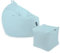 BuBiBag Premium 2-in-1 Sitzsack mit Füllung | für Kinder & Erwachsene | Outdoor & Indoor | Sitzkissen | Bodenkissen | Wasser- & schmutzabweisend + Sitzpouf 35x35x35cm (Hellblau, 125 cm + Sitzspouf)