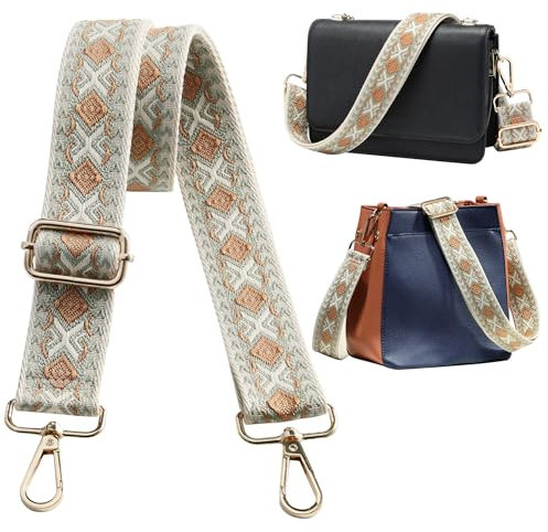 Navaris Handtaschengurt 75-138cm - Tragegurt für Handtasche - Taschengurt zum Wechseln - Taschenriemen - Handtaschen Gurt Trageriemen - Schultergurt für Taschen in Boho Braun