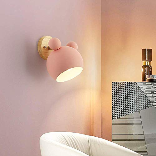 ELINKUME Kreativer Kleiner Bär Wandleuchte,Moderne E27 Wandlampe Innen mit Einstellbarem Kopf,Beleuchtung Dekorativer Wandleuchter für Kinderzimmer,Schlafzimmer,Interessantes Geschenk für Kinder（Rosa）