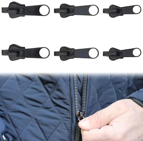 VAEIORP 6 pcs cursore per cerniera lampo Sostituzione Istantanea per Giacca Cappotto Valigia Adatto per Jeans Gonne Zaini Risolvi i Problemi di zip cerniera
