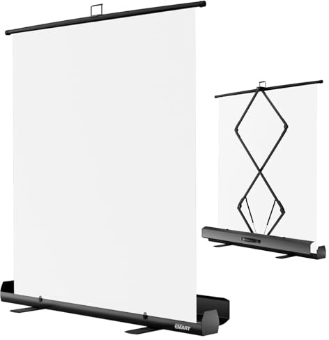 EMART Weiß Hintergrund 155x200cm, White Screen Roll-up Fotohintergrund | Weißer Fotohintergrund mit Ständer, Fotostudio, Streaming, Videokonferenzen, TikTok, Zoom