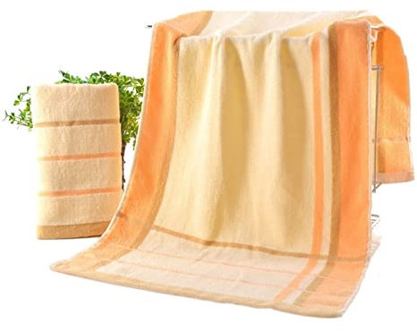 ISCBAFYX Serviettes en Coton Jacquard pour Hommes et Femmes, Gant de Toilette pour la Maison, Voyage, Affaires, Yoga, Salle de Bain, Grande Serviette de Plage (Jaune)