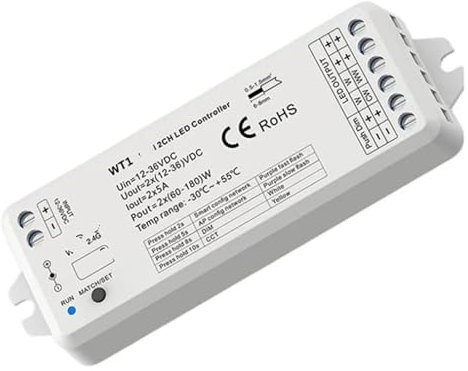 FWFDTQBSP LED-Dimmer 12V 24V 36V DC 2CH 10A 2,4G Push-Dimmer-Schalter WW CW CCT-Controller WT1-Dimmer