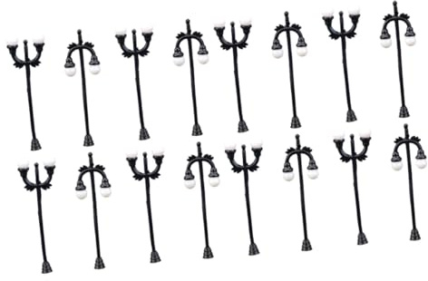 ABOOFAN 16pcs Miniature Street Lamps Model Train Lamp Post for Model Layout Battery-operated Garden Lights