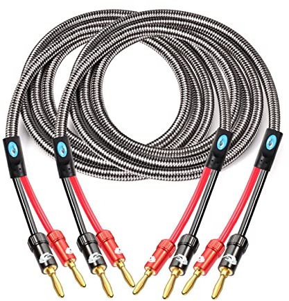 Audiophile Speaker Cable with Banana Plug Compatible With AMP Home Theater Surround Sound System Gold Plated Banana Audio Cable 1M 2M 3M 5M(Single one (white),5meter)