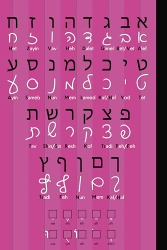 Hebrew Notebook With Print and Script Aleph Bet and Vowel Chart Hot Pink: Right to Left Composition (120 pages, 6 x 9)