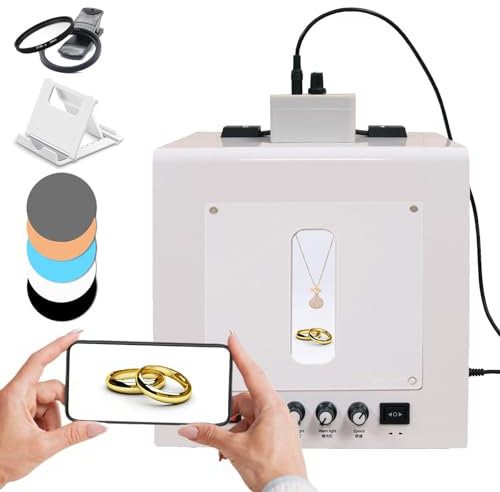 Elektrischer Drehteller, Foto-Leuchtkasten für Gold- und Silberschmuck,dimmbare Softbox mit um 360° drehbarem Drehteller, Fotostudio-Leuchtkasten für Schmuckfotografie, Video-3D-Scannen,TB20
