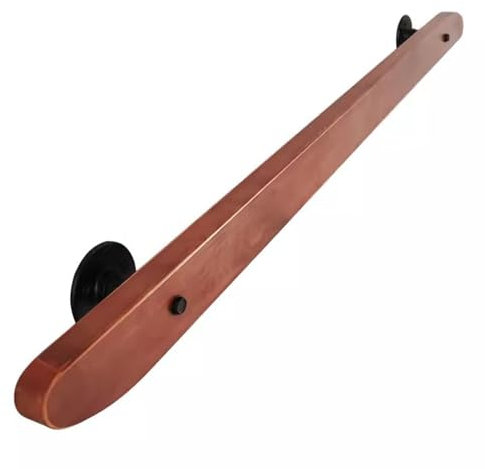 MBTSQD stair railings Stair Railings Wooden Stair Handrails Indoor Garage Attic Garden Wall Railings with Metal assis Stair Auxiliary Supt (Color : Left Size : 0.5M/1.6FT)