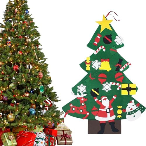 Weihnachtsbaum aus Filz, -Weihnachtsbaum aus Filz für Kleinkinder - Kinder Weihnachtsbaum Filz - -Weihnachtsbaum für Kleinkinder, Weihnachtsbaum mit abnehmbaren Ornamenten, Wanddekoration, Wanddek