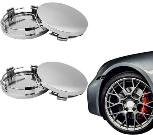 AUEFUDQ Lot de 4 cache-moyeux universels en ABS argenté - Diamètre extérieur : 60 mm - Diamètre : 56 mm - Accessoire de voiture