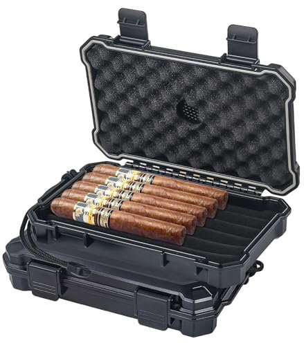 WIYETY Reise-Humidor Zigarren: 1 Stück Wasserdichter, Luftdichter Und Knautschfester Tragbarer Zigarren Humidor Case, Mit Eingebauter Befeuchterscheibe Für Kurztrips (Schwarz)