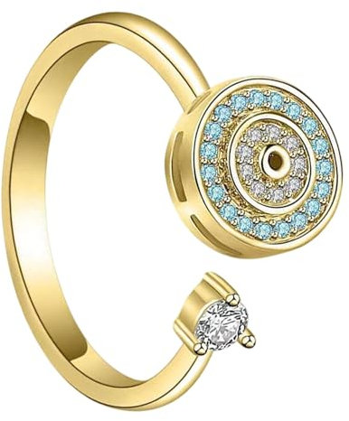 Fidget Rings for Women Adjustable Stress Relief Spinner Ring with Cubic Zirkon Copper Rotatable Fidget Rings, Refer to Description, Kupfer