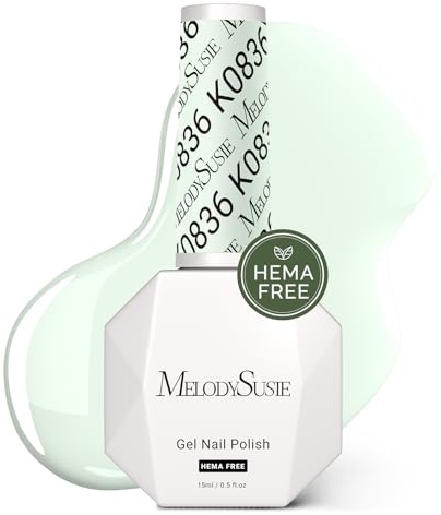 MelodySusie Hema Free Gel Nail Polish, 0.5 Fl Oz Thick Creamy Light Mint Green Gel Polish, Non-Toxic, Long Lasting, Soak Off UV Nail Polish, Manicure Nail Design Salon DIY Nail Art at Home K0836