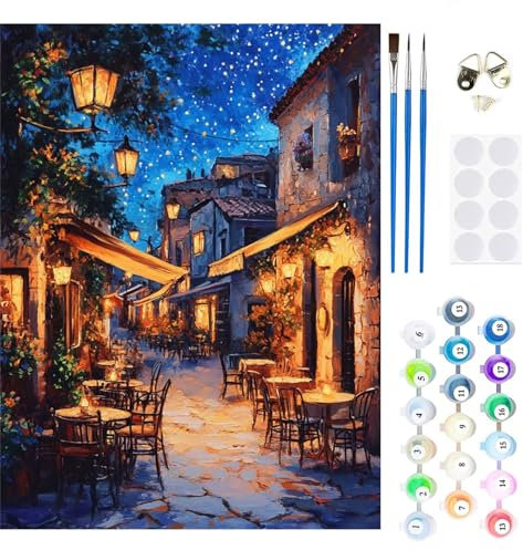 Malen Nach Zahlen Landschaft,Italien Malen Nach Zahlen Kinder Anfänger,Malen-Nach-Zahlen ab 7-9 Jahre Mädchen Geschenke,DIY Ölgemälde Set Pinseln Acrylpigment Leinwan,Wanddeko Wohnzimme 30x20cm M-229