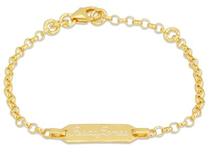 HURLEY BURLEY LONDON Personalised Baby Christening Bracelet, Sterling Silver or Gold Plated Baby ID Bracelet with Optional Teddy Charm