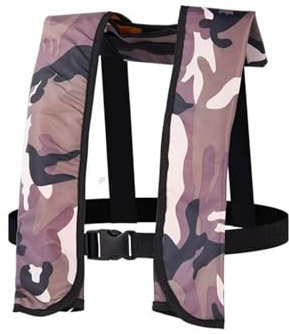 ALEPXS Swimming Vest, Adult Buoyancy Life Jacket Life Vest Preserver with Manual Override Automatic Manual Inflatable Life Jacket (Manual Inflating)(White camo,Automatic Self Inflating)