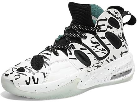 Friction Will Ring high-top air Cushion Sports Youth Game Boots Basketball Shoes, Black and White, 7