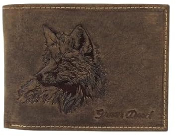 GREEN DEED - Geldbörse Herren - Portmonee aus Leder, Braun - Motiv Fuchs - 12 x 9 x 3 cm - mit Kreditkartenfächern, Mesh-Fach - RFID-Schutz - Geschenkidee - Geldbeutel für Jäger