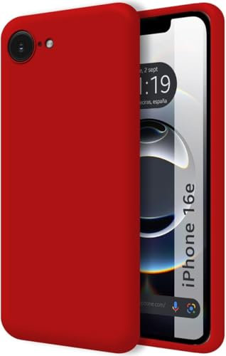 Funda Carcasa de Silicona Líquida para Apple iPhone 16E 5G / iPhone SE 4 2025 5G, Interior de Microfibra Antigolpes Protección Gel Ultra Suave de Goma a Prueba de Choques y Arañazos FSUA (Rojo)