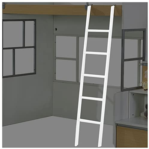 Scaletta a castello di ricambio, 175 cm, con gancio, per camper, dormitori e letti in metallo, design robusto bianco (174,8 cm/1,7 m di altezza)