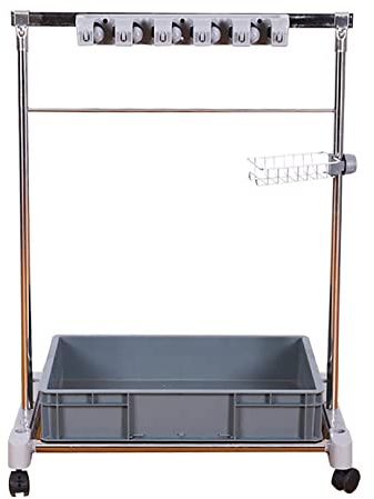 Broom And Mop Holder Mop Broom Holder Movable Floor Standing Cleaning Tool Cart, Wet Mop Drain Rack Garden Tool Hanger Shelf with Wheels, Hanging Broom Organizer,Double rack -20slots