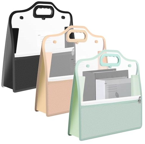 Zhjiutak 3Pcs Scrapbook Paper Storage Organizer, 33x34cm Paper Storage Bag with Handle and Snap Button Waterproof Expandable Pocket for Holding Scrapbook, Vinyl Roll, Cardstock