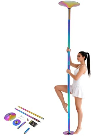 RUETERY Barre de danse de pole dance réglable en hauteur - Charge maximale : 200 kg - Sans perçage - Avec mode de rotation à 360° - Barre de fitness professionnelle pour la maison