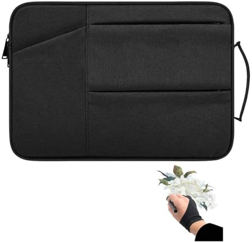 Drawing Tablet Protective Travel Case Compatible with Xp-pen Deco01 V2, Deco03, Star03, Deco Pro Small, Uge M708, GAOMON M106K, Huion HS611 Graphics Tablet Storage Sleeve (Black)