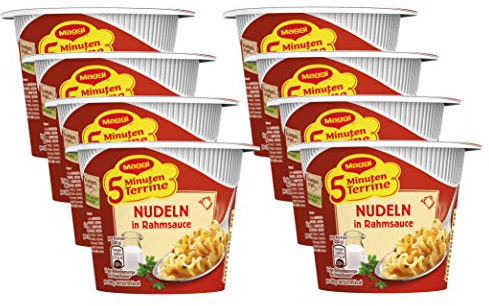 Maggi 5 Minuten Terrine Nudeln in Rahmsauce, 8er Pack (8 x 61 g)