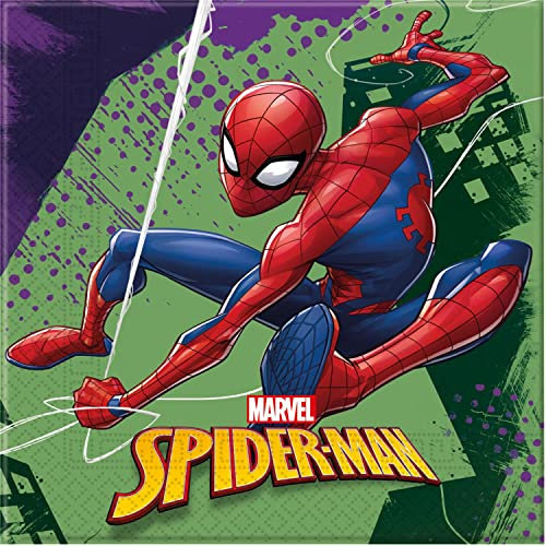 Lot de 20 Serviettes en Papier Spiderman Team up 33x33 cm