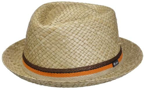 Lipodo Diamond Crown Strohhut Damen und Herren - Sonnenhut Made in Italy - Hut aus 100% Stroh - Pork Pie für Frühjahr/Sommer Natur S (54-55 cm)