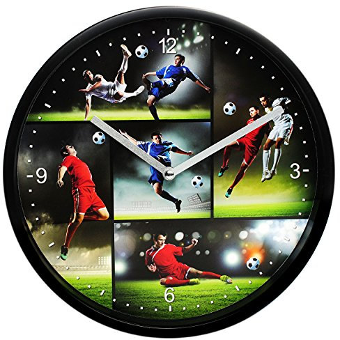alles-meine.de GmbH Wanduhr - Fußball & Fußballspieler - Ø 23 cm groß - sehr leise ! - Uhr - Analog - Wohnzimmer & Kinderzimmer - Lernuhr - Kinder & Erwachsene - Kinderuhr - ..