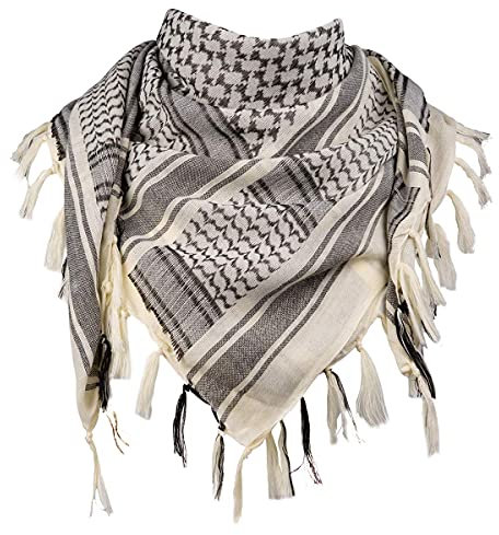 FREE SOLDIER 100% Baumwolle Militär Schal 110cm x 110cm Tactical Desert Shemagh Palästinensertuch-Schal Wrap Für Männer & Frauen, Beige