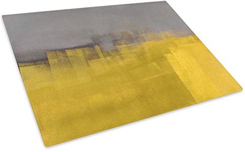 Whats On Your Wall.com Retro Grey Yellow Glass Chopping Board Kitchen Worktop Saver Protector