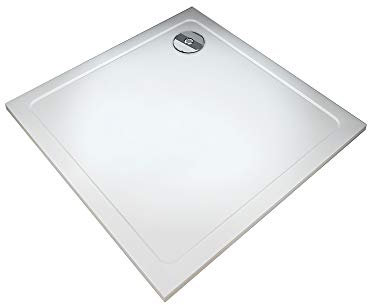 AICA Sanitaire Receveur de Douche en 90x90cm, Blanc, Marbre et Résine, Extraplat et Haut Débit, Installation Facile, Norme EN14527