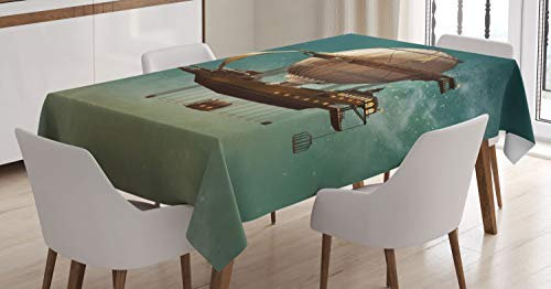 ABAKUHAUS Fantasie Tischdecke, Surreale Raum-Landschaft, Personalisierter Druck Klare Farben ohne Verblassen Waschbar für Außen Bereich, 140 x 170 cm, Braun und Teal