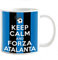 My Cust Tazza Mug colazione personalizzabile Keep Calm e Forza nerazzurri grafica con pallone e corona gadget compatibile per tifosi della dea