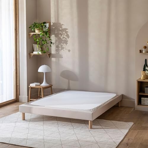 Cache-sommier Coton Jersey Beige 100x200