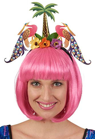 Andrea Moden 3892625 - Haarreif mit Palme und Pfau, Kopfschmuck, Karibik, Hawaii, Blumen, Tier, Tiara, Beach Party, Motto Party, Karneval