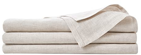 DAPU Tischdecke aus reinem Leinen, 100% französisches Naturleinen, für Küche, Esszimmer, Tischplatte, schmutzabweisend (rechteckig/länglich, natürliches Leinen, 152 x 250 cm)