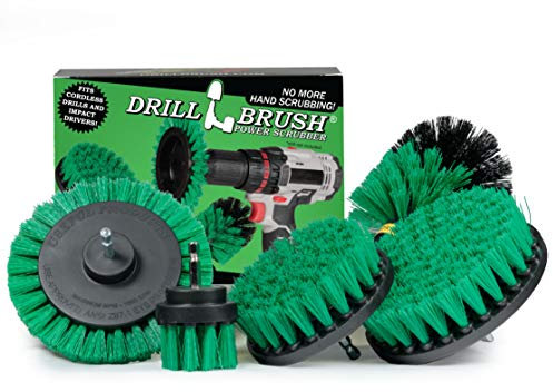 Electric Spin Scrubber Drill Power Kitchen Scrub Brush Green Kit - Cleaning Supplies for Kitchen Accessories - Drill Scrubber Attachment - Cordless Drill Set with Cast Iron Scrubber and Oven Cleaner