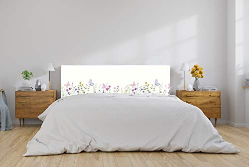 Oedim Cabecero Cama PVC Flores y Mariposa 100x100cm | Disponible en Varias Medidas | Cabecero Ligero, Elegante, Resistente y Económico