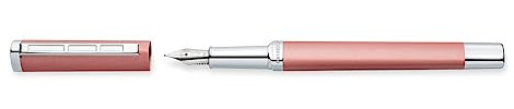 STAEDTLER Füllhalter triplus 474 M, Farbe Radiant Rose, hochwertiges Metallgehäuse in ergonomischer Dreikantform, Stahlfeder M, mit Patrone in Schreibfarbe Blau, 474 M20-3